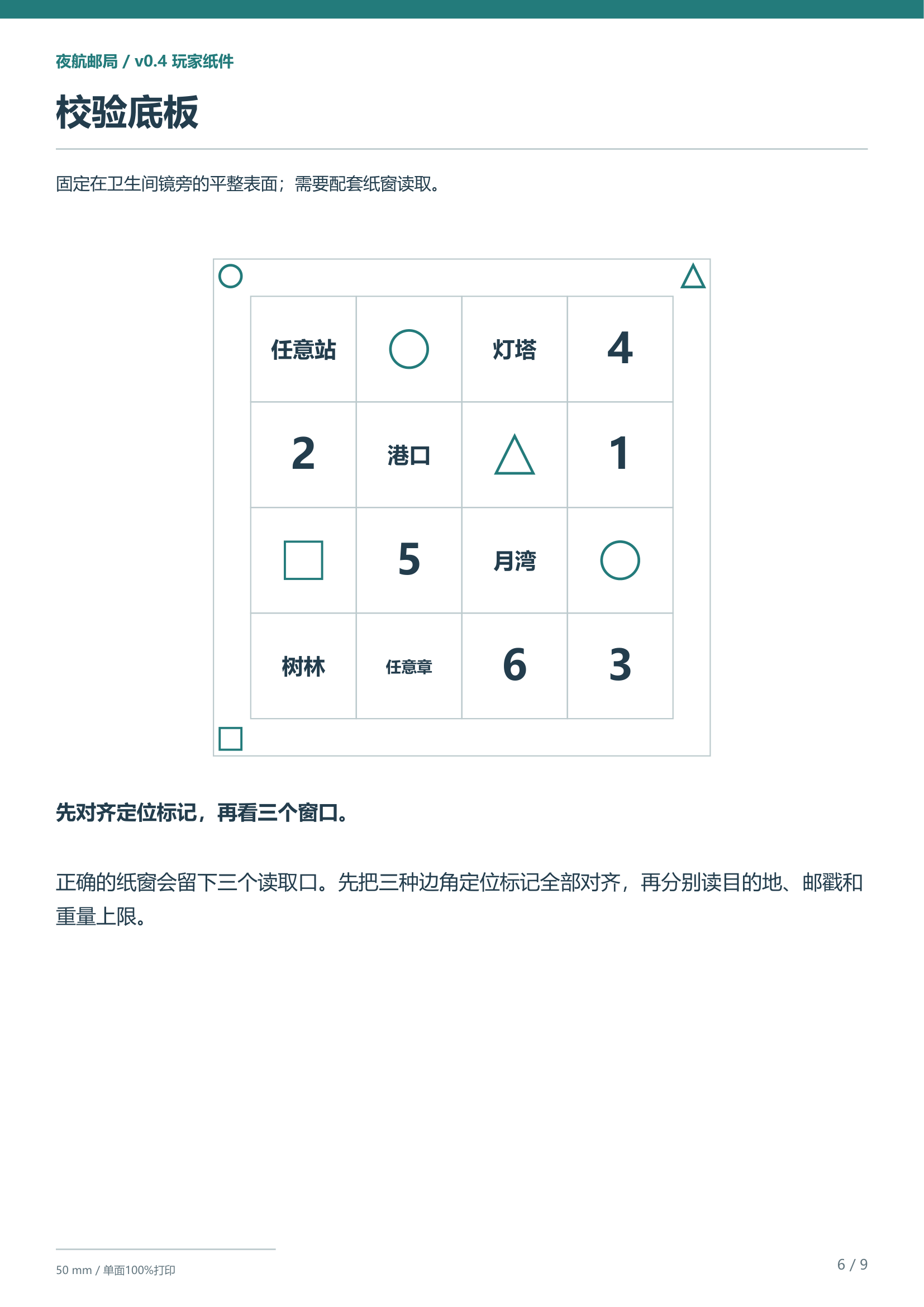 纸件第6页：校验底板